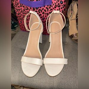 White Ankle Strap High Heels. Womens Size 11. Charlotte Russe. Prom Shoes.